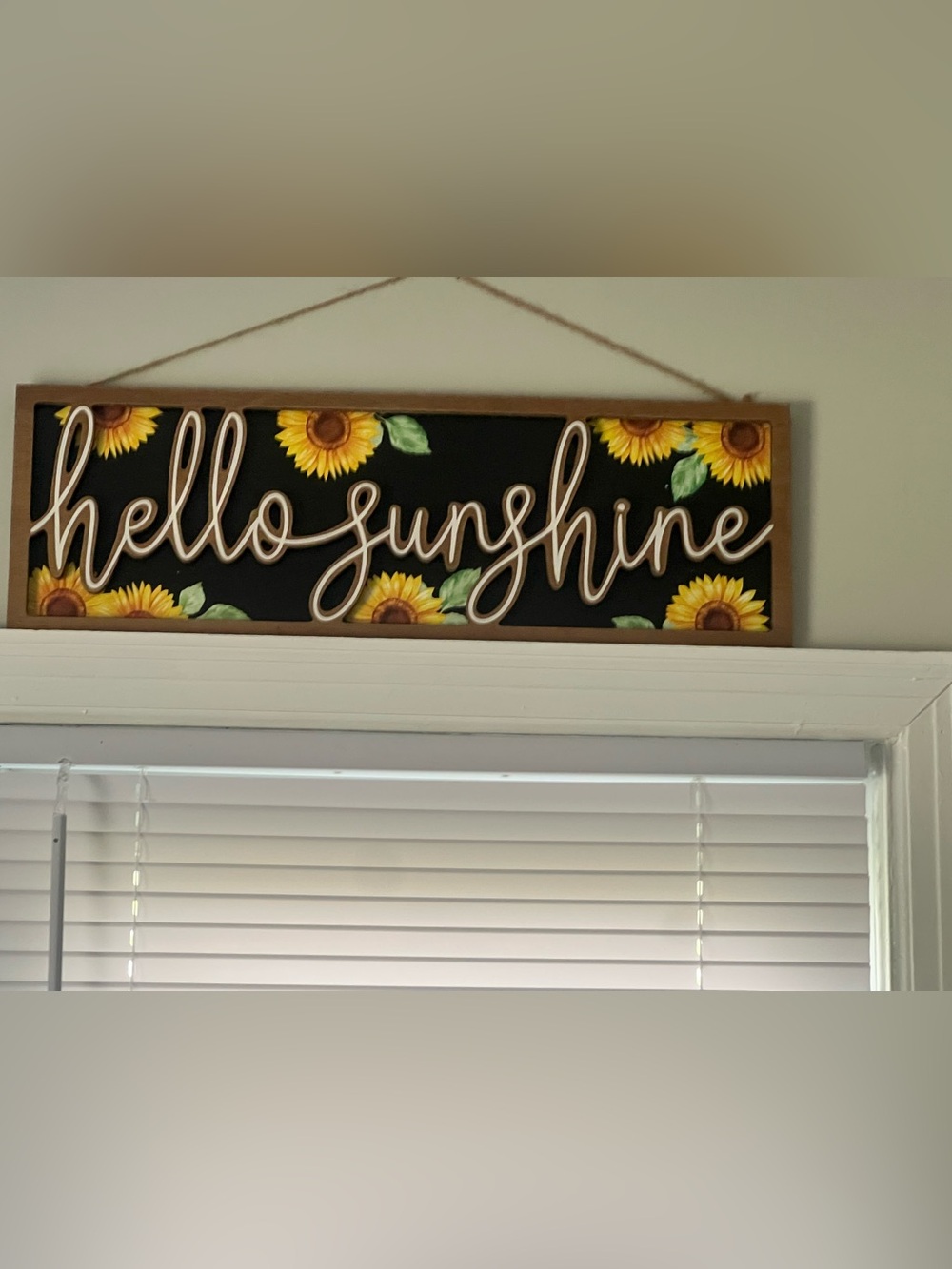 Hello Sunshine Sunflower Wall Sign - Black and Yellow